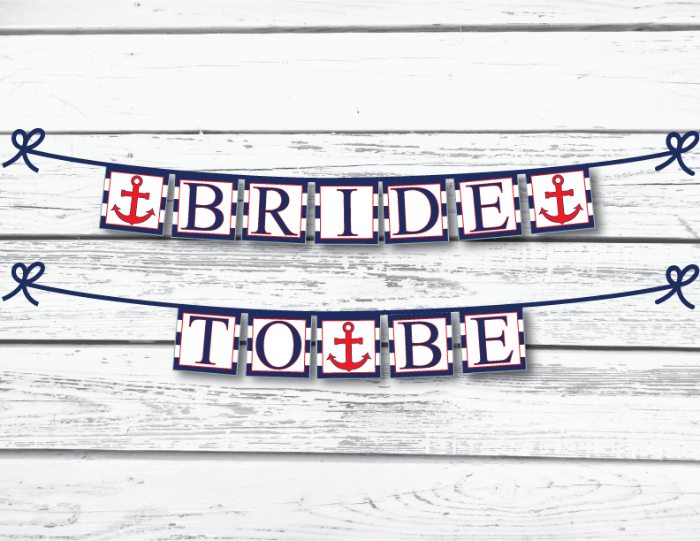 red and navy bride to be printable banner - Celebrating Together