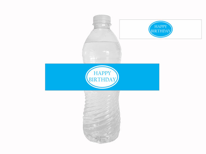 printable blue happy birthday water bottle labels - Celebrating Together