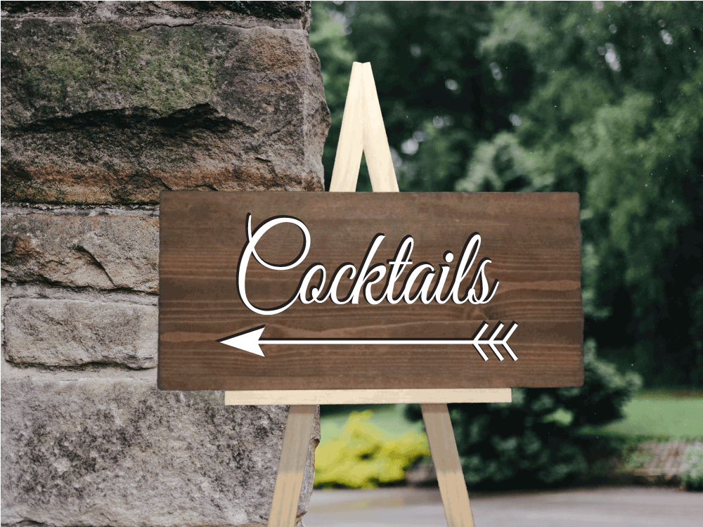 wood cocktails arrow sign - rustic wedding decor - arrow directional sign