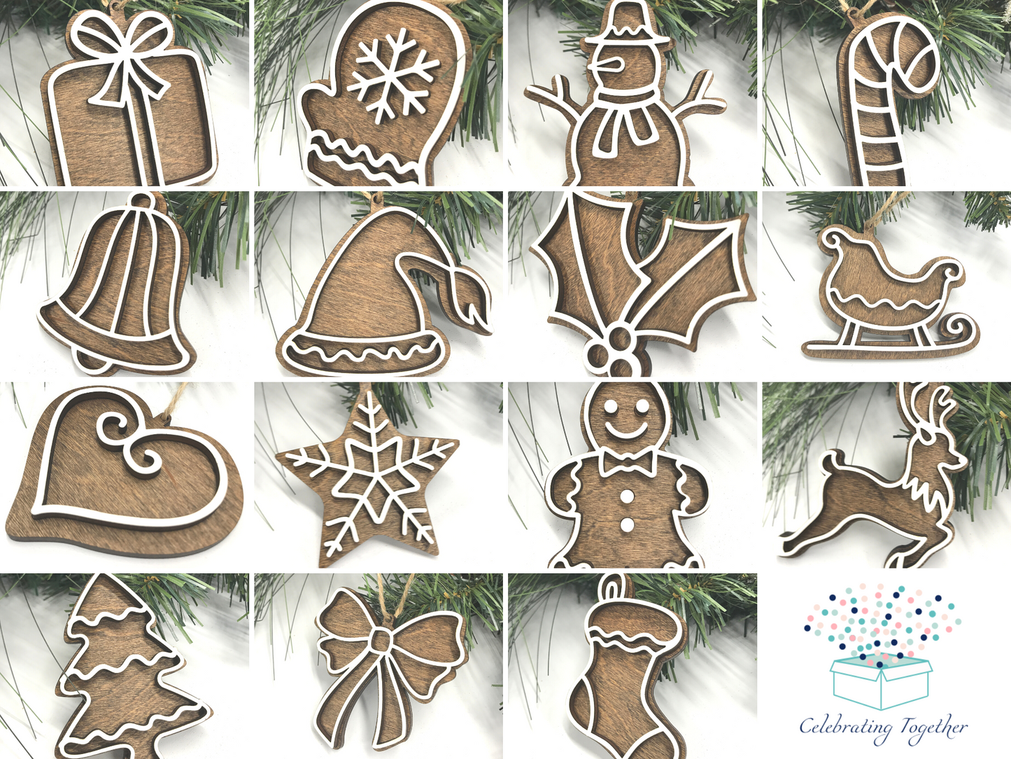 set of gingerbread cookie ornaments