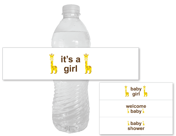 printable its a girl water bottle labels - safari baby shower decor - Celebrating Together