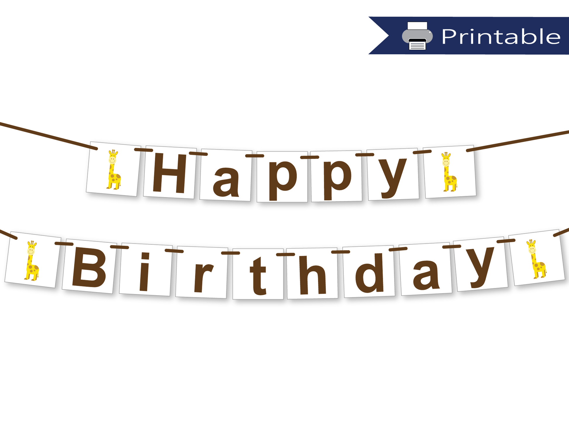 printable happy birthday banner - giraffe birthday party decorations 