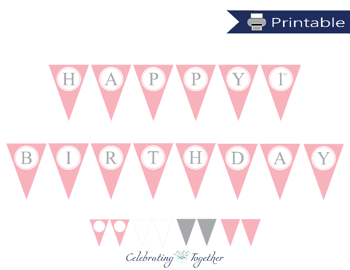 Pink happy birthday banner - Celebrating Together