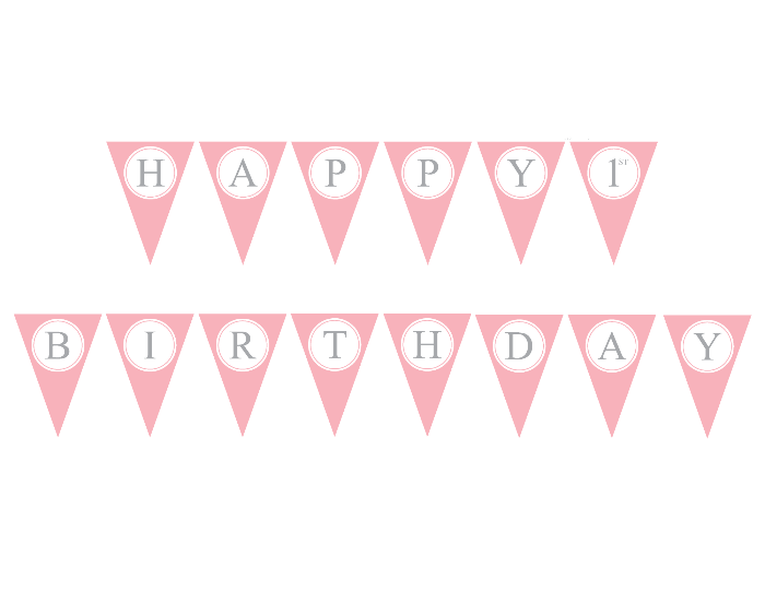 DIY pink happy 1st birthday banner - Celebrating Together