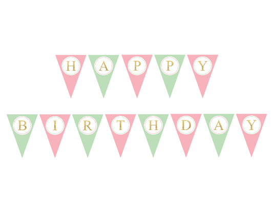 mint and pink happy birthday banner - Celebrating Together