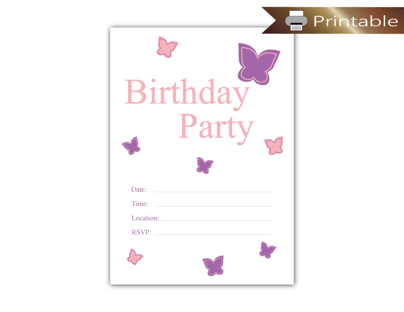 Printable butterfly birthday party invitation - Celebrating Together