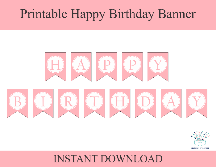 printable pink happy birthday banner - Celebrating Together
