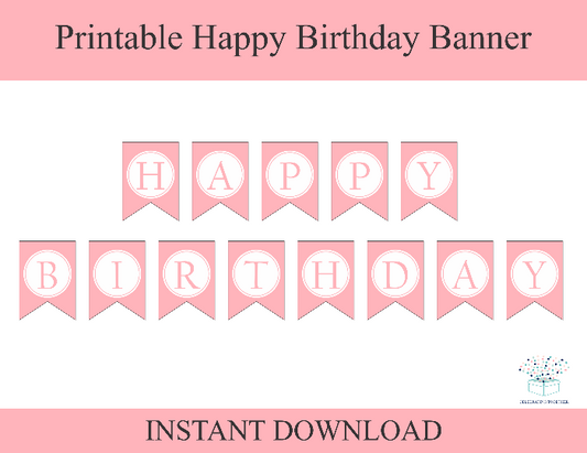 printable pink happy birthday banner - Celebrating Together