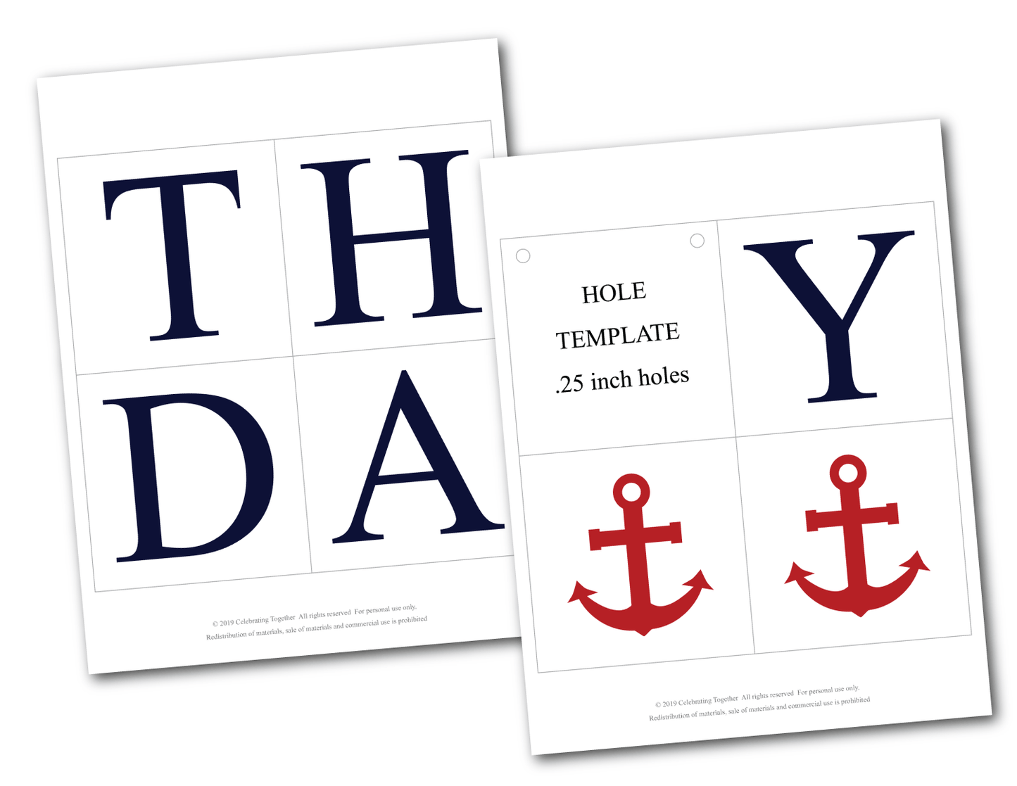 printable pages for nautical happy birthday banner - Celebrating Together