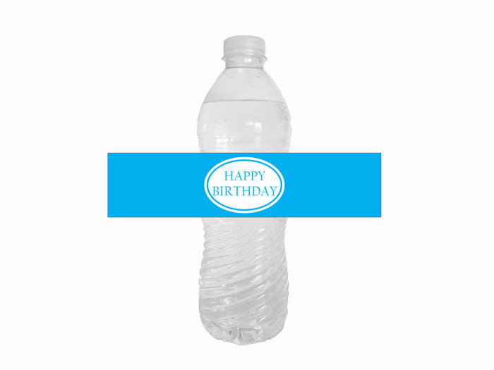 DIY cyan happy birthday water bottle labels - Celebrating Together