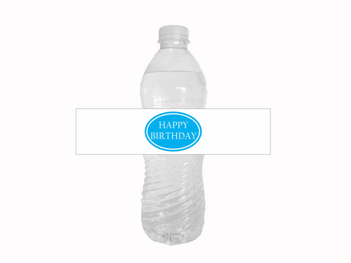 DIY blue and white boys happy birthday water bottle labels - Celebrating Together