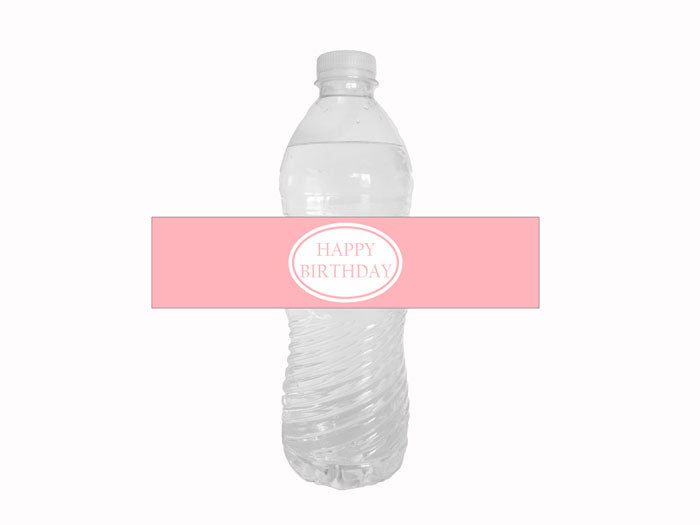 Pink happy birthday water bottle labels - Celebrating Together