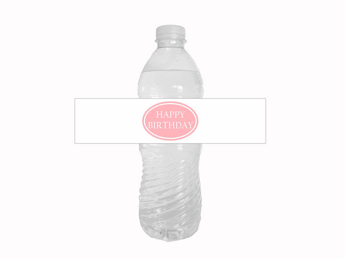 White and pink happy birthday water bottle wraps - Celebrating Together