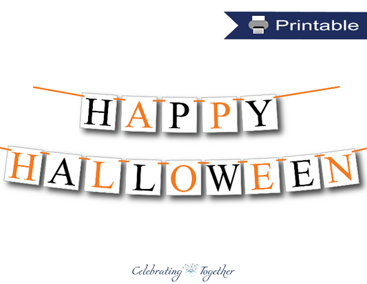 Printable happy halloween banner - Celebrating Together