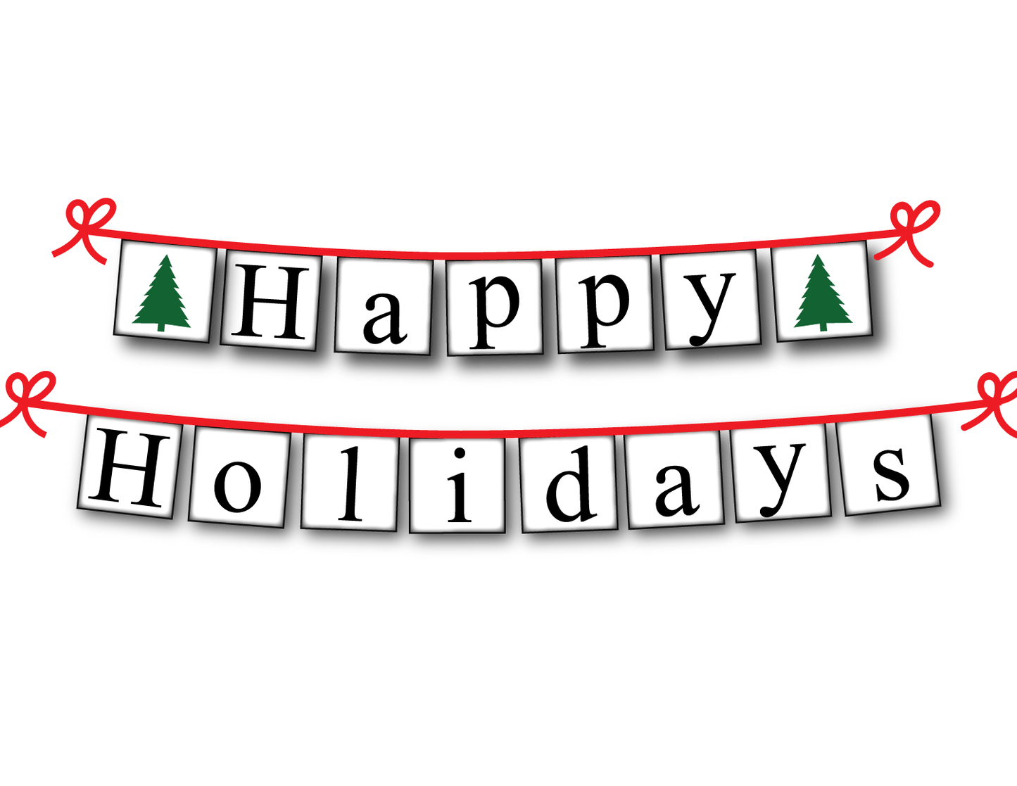Happy Holidays banner with evergreen trees - Christmas Decoration - Celebrating Together