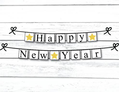 Happy New Year Printable Banner DIY New Years Decorations