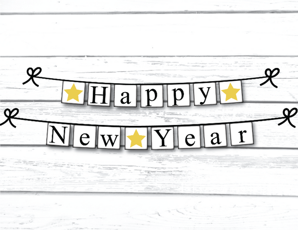 Happy New Year Printable Banner DIY New Years Decorations