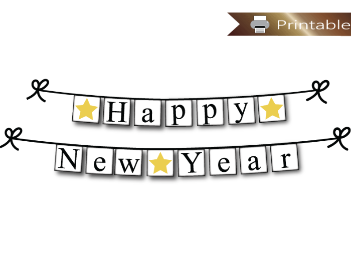 printable happy new year banner - new years party decoration - Celebrating Together