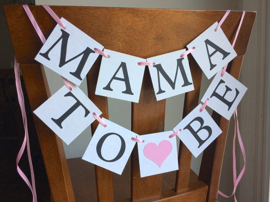 Mama To Be Chair Banner - Hearts