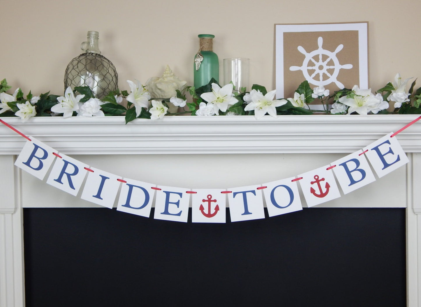 Bride To Be Banner - Nautical - Anchor - Blue and Red