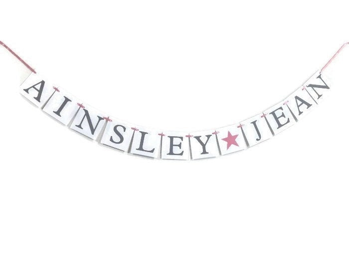 baby name banner - star baby shower decoration - birthday party decor