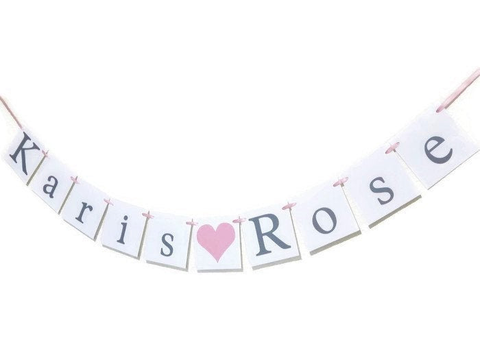 Baby name banner, personalized baby shower garland, custom childs name bunting, gender reveal ideas, baby girl sign, its a girl decorations