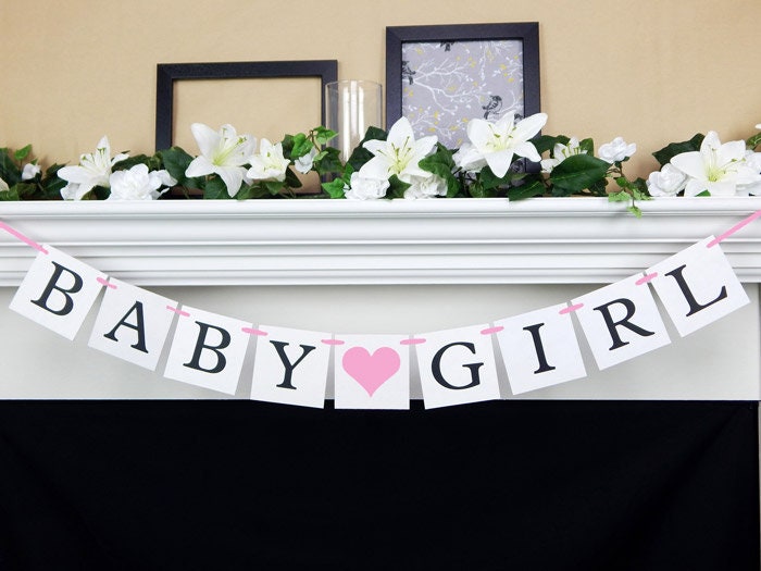 baby girl banner - heart baby shower decoration