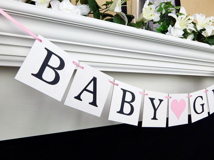 baby girl banner - heart baby shower decoration