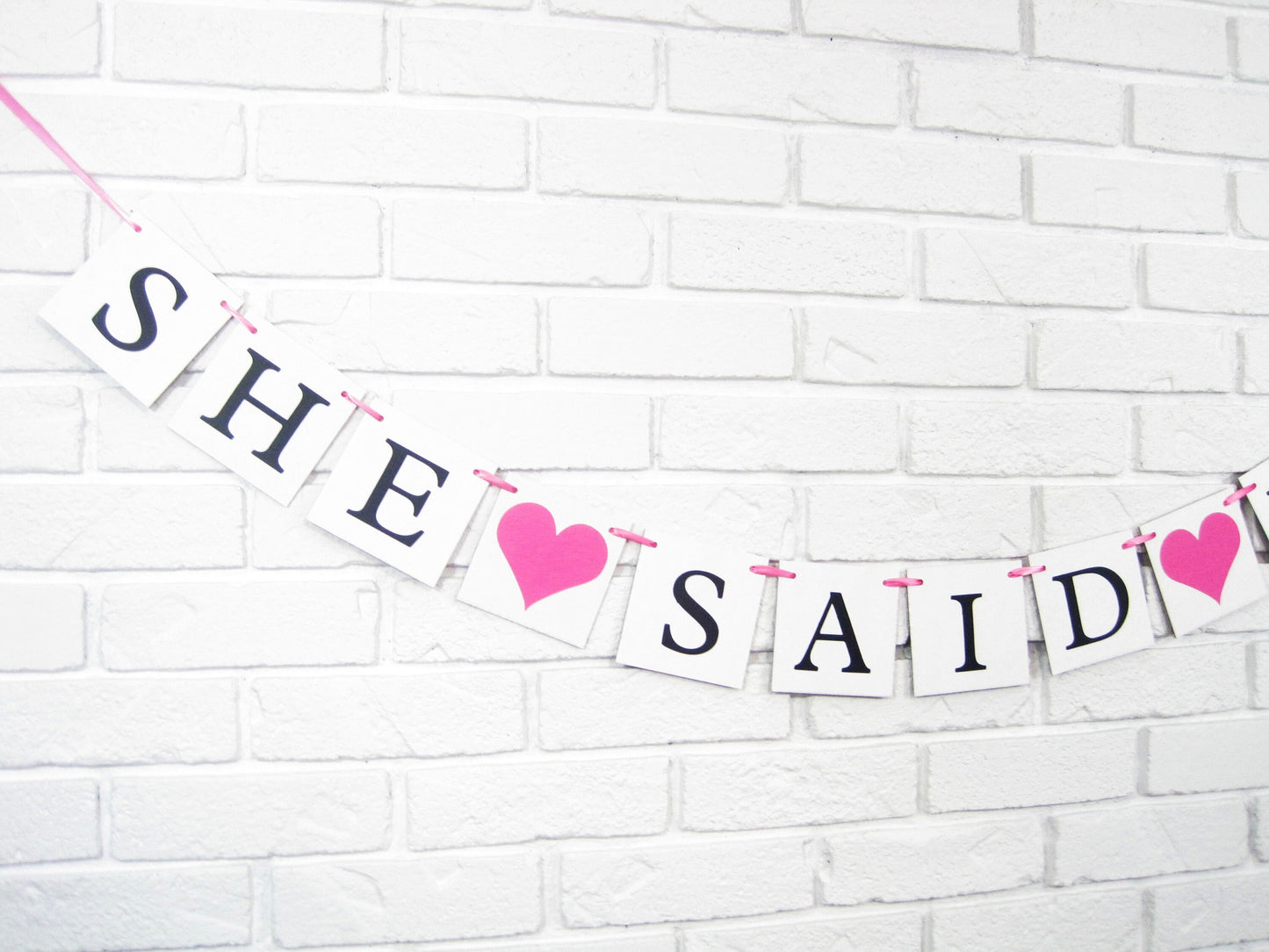 She Said Yes Banner - Hearts