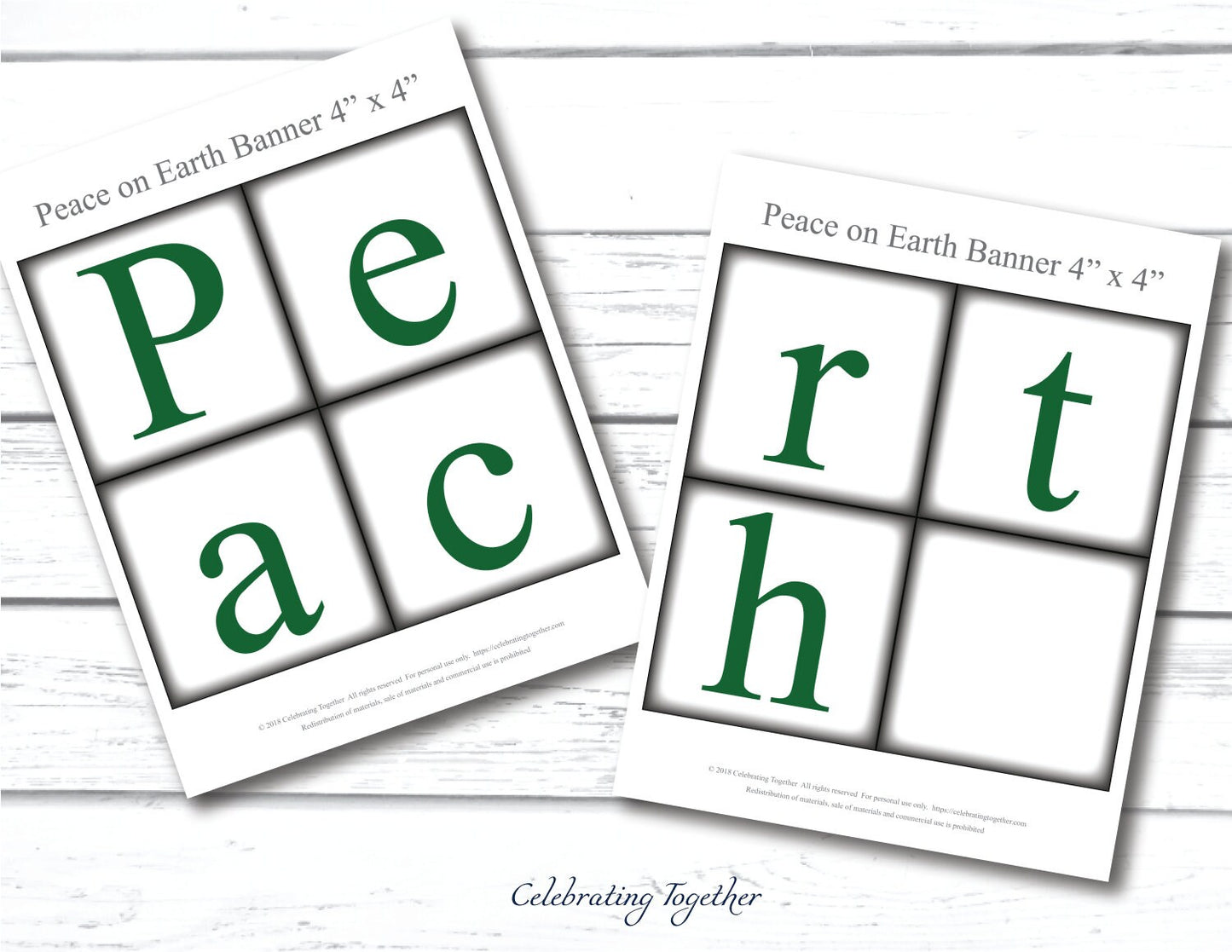 PRINTABLE Peace on Earth Banner - Green