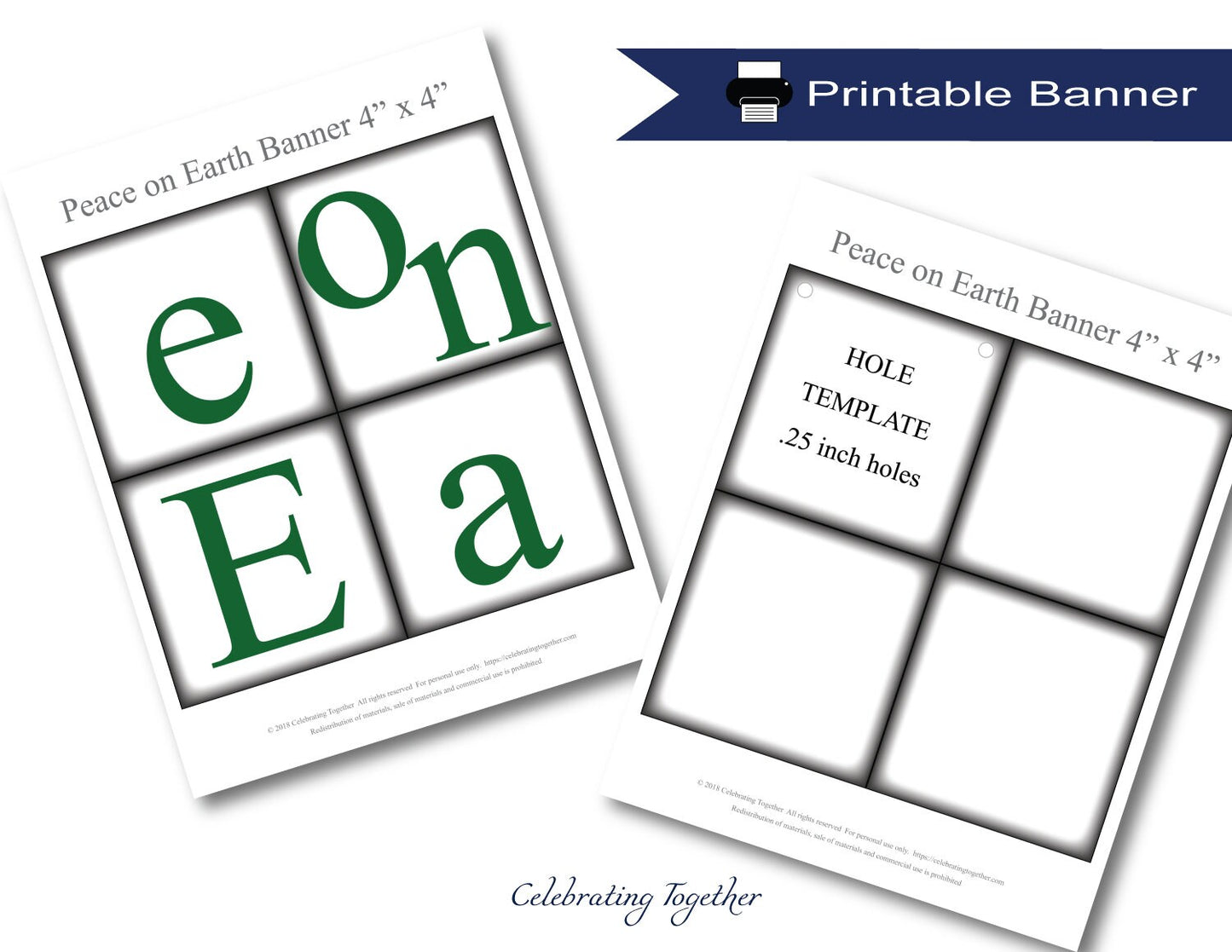 PRINTABLE Peace on Earth Banner - Green