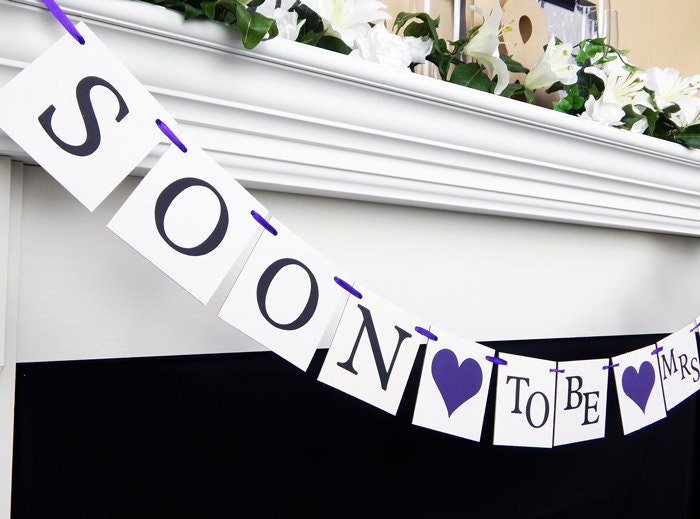 Soon to be Mrs banner, purple Bride To Be bridal shower decorations, future mrs bunting, bachelorette party garland, hen party decor