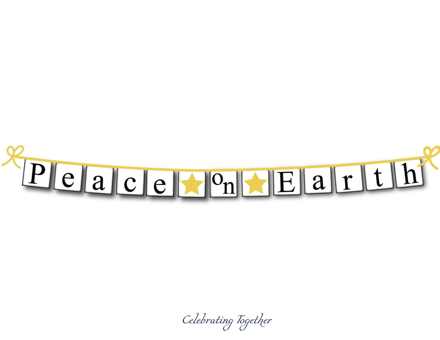 PRINTABLE Peace on Earth Banner - Gold Stars