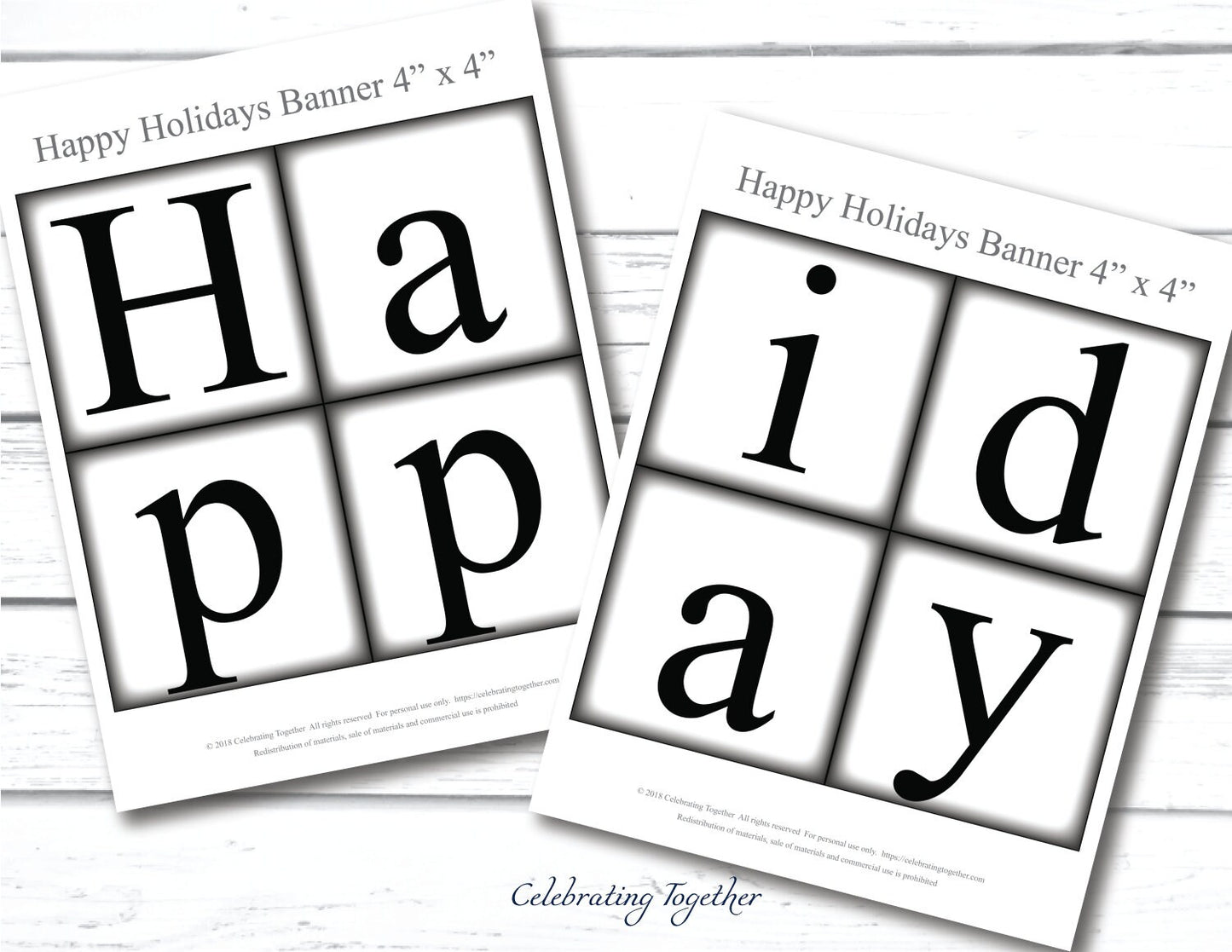PRINTABLE Happy Holidays Banner with evergreen trees, instant download christmas garland for living room mantel decor, merry christmas sign
