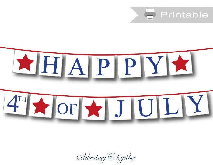 printable happy 4th of july banner - Celebrating Together