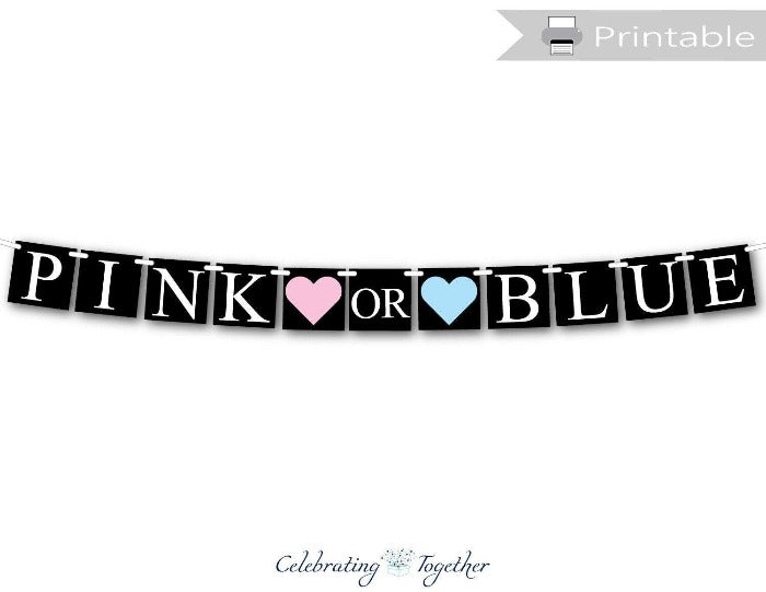 printable pink or blue banner chalkboard theme - Celebrating Together