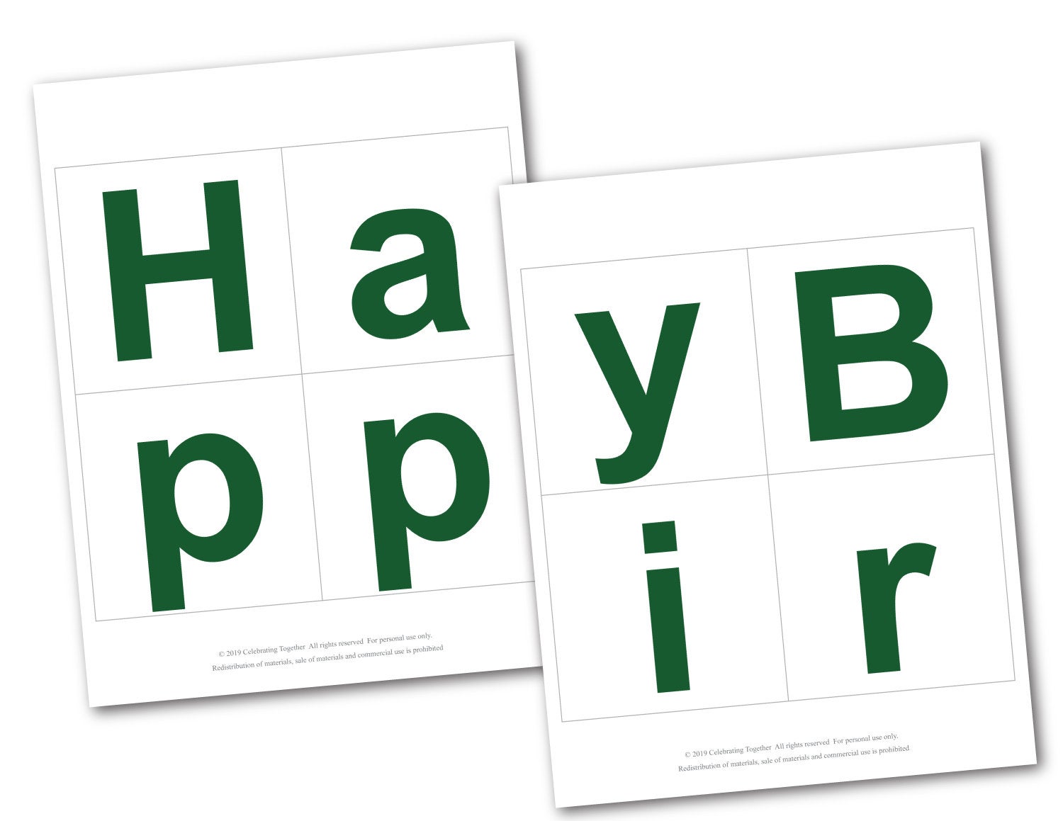 green animal diy happy birthday banner template - Celebrating Together