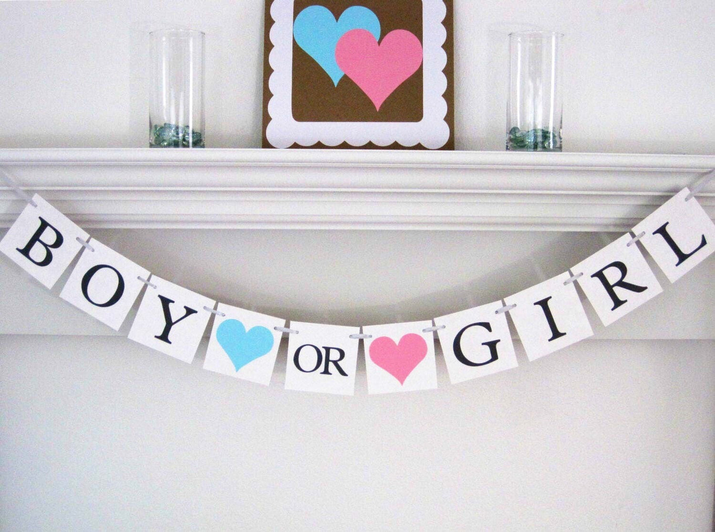 Boy or Girl Banner - Blue/Pink Hearts