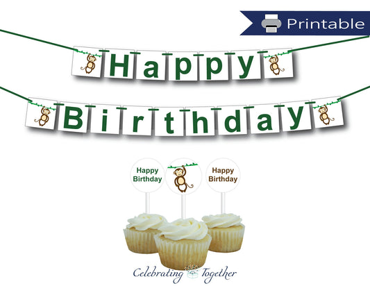 printable monkey birthday party decor bundle - Celebrating Together