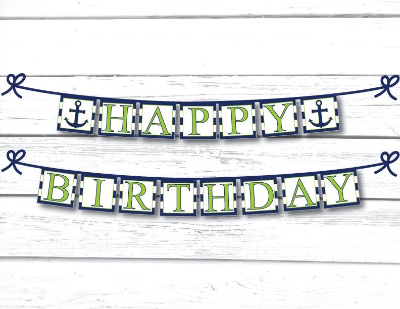 diy birthday party banner - anchor happy birthday banner - Celebrating Together