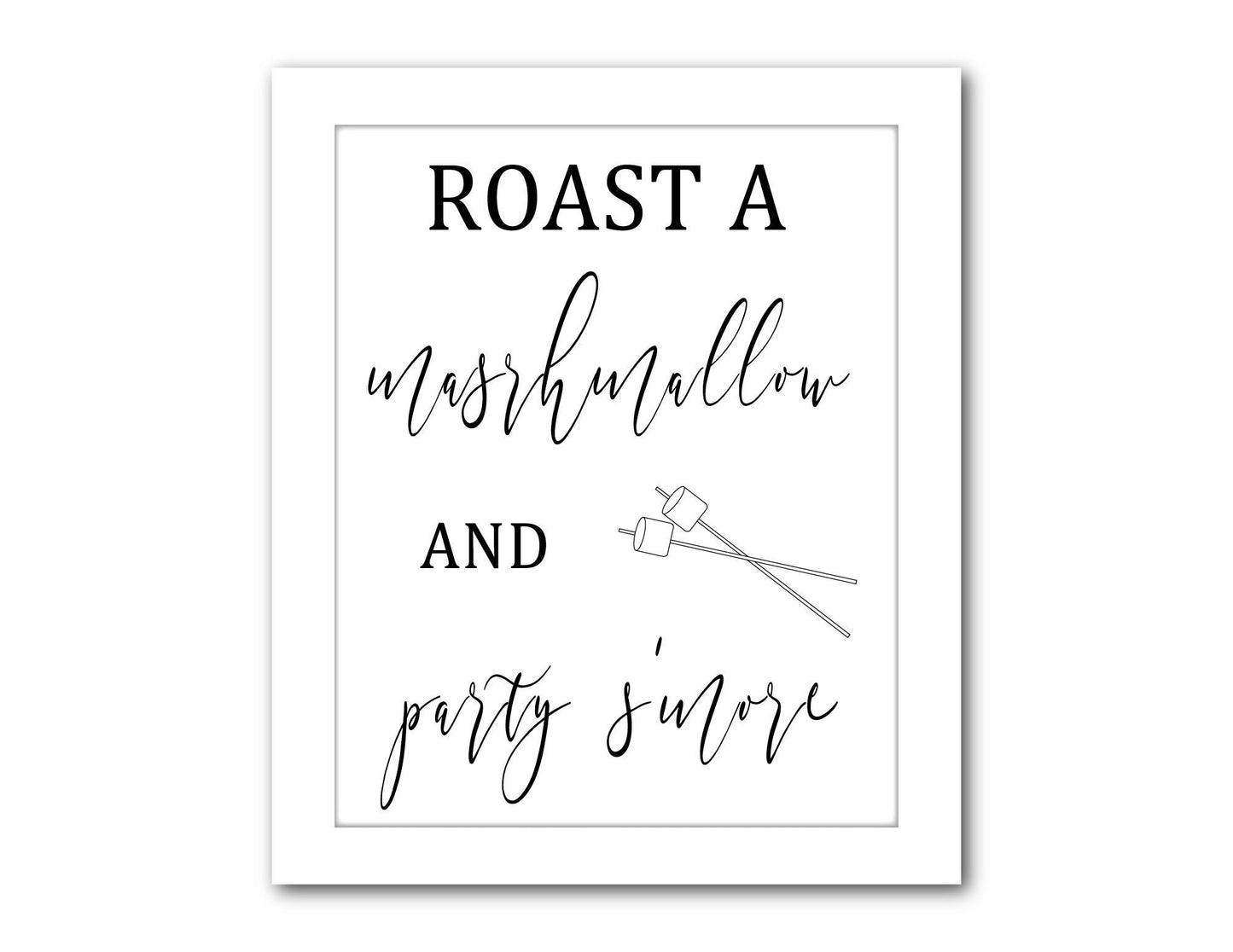 Printable roast a marshmallow and party s'more sign