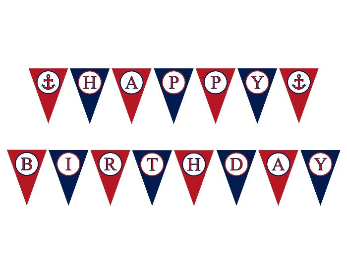 Printable Nautical Happy Birthday Pennant Banner - DIY Party Decor –  Celebrating Together