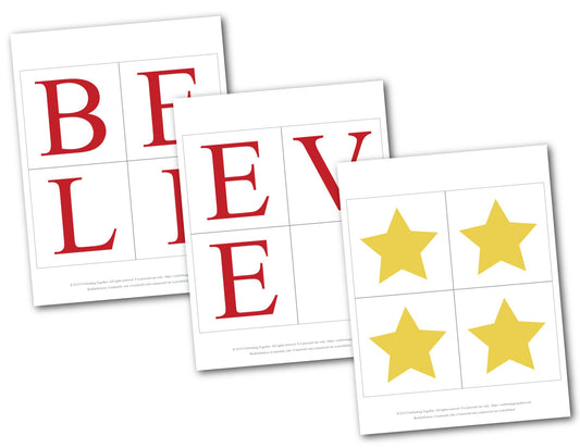 PRINTABLE believe banner with stars, instant download christmas garland for living room mantel, do you believe holiday decor