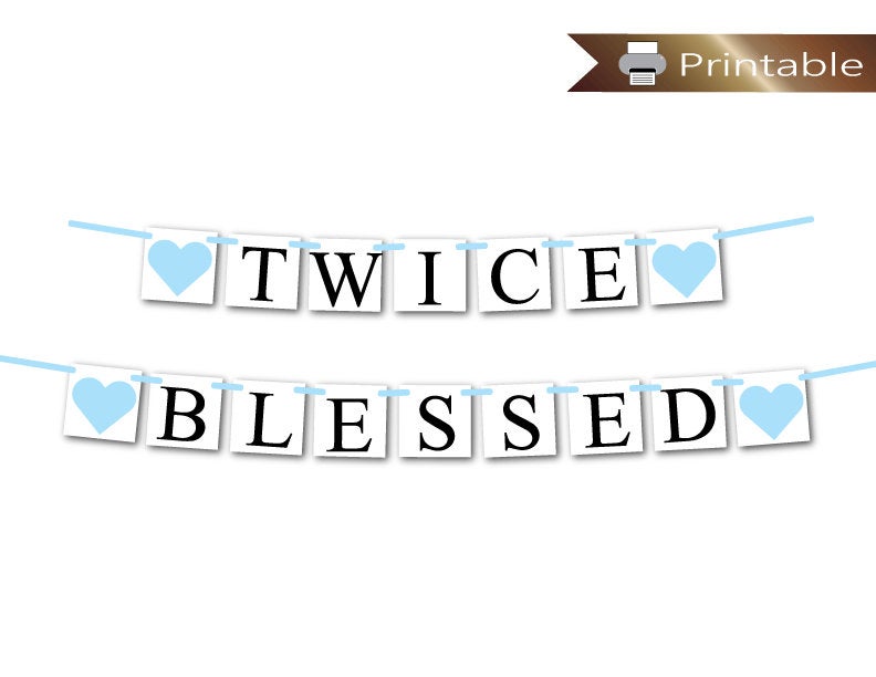 boy printable twice blessed banner - Celebrating Together