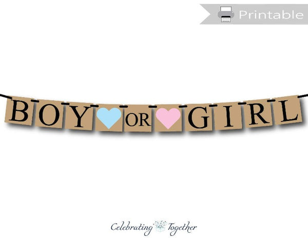 Printable Rustic Boy Or Girl Banner - Dark - Diy Baby Shower Sign 