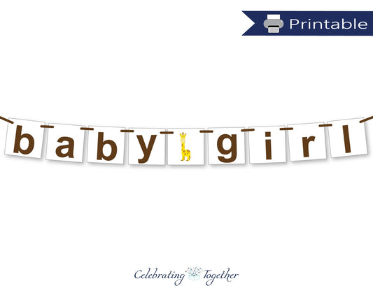 printable baby girl banner - zoo baby shower decorations - Celebrating Together