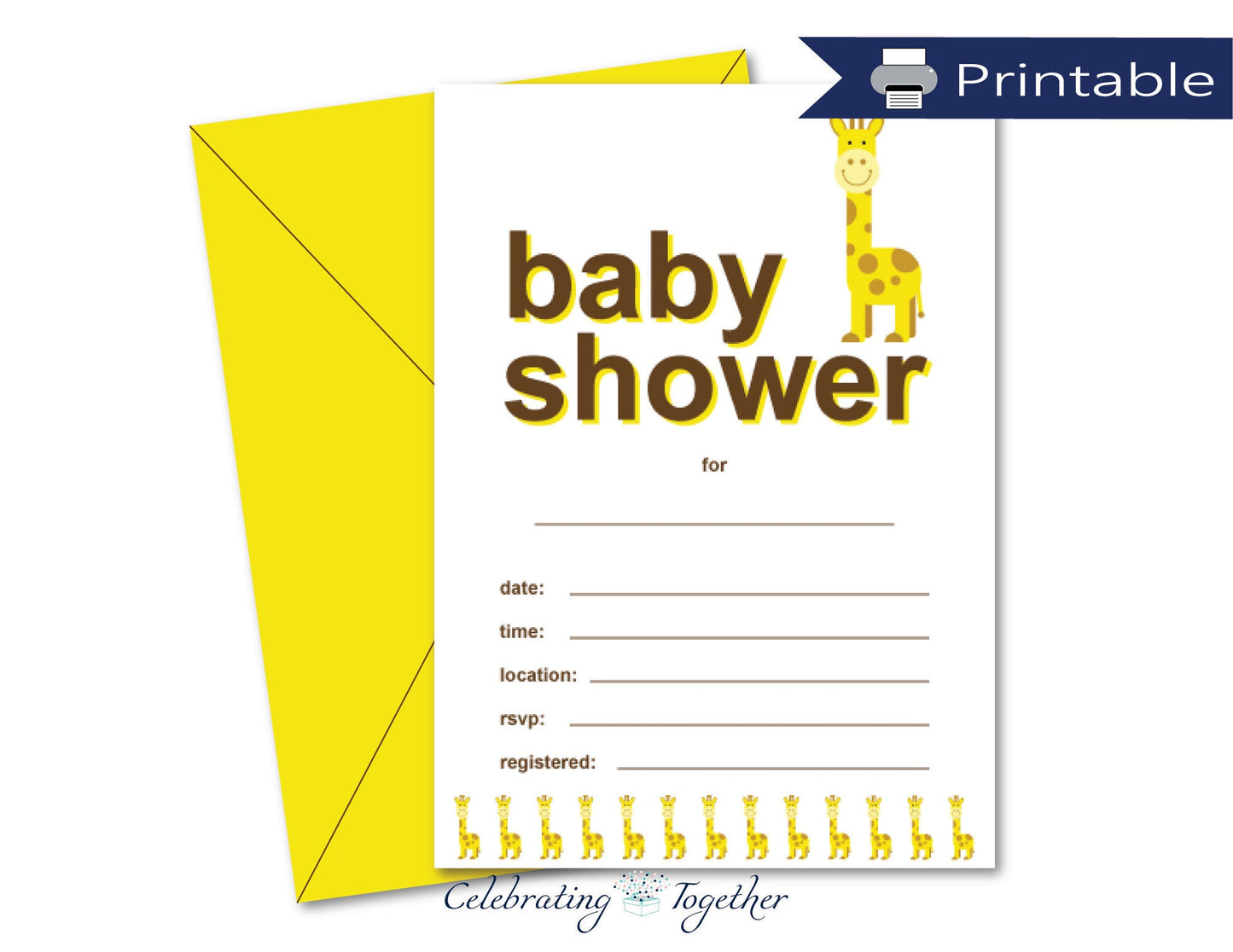 printable blank giraffe baby shower invitations - Celebrating Together