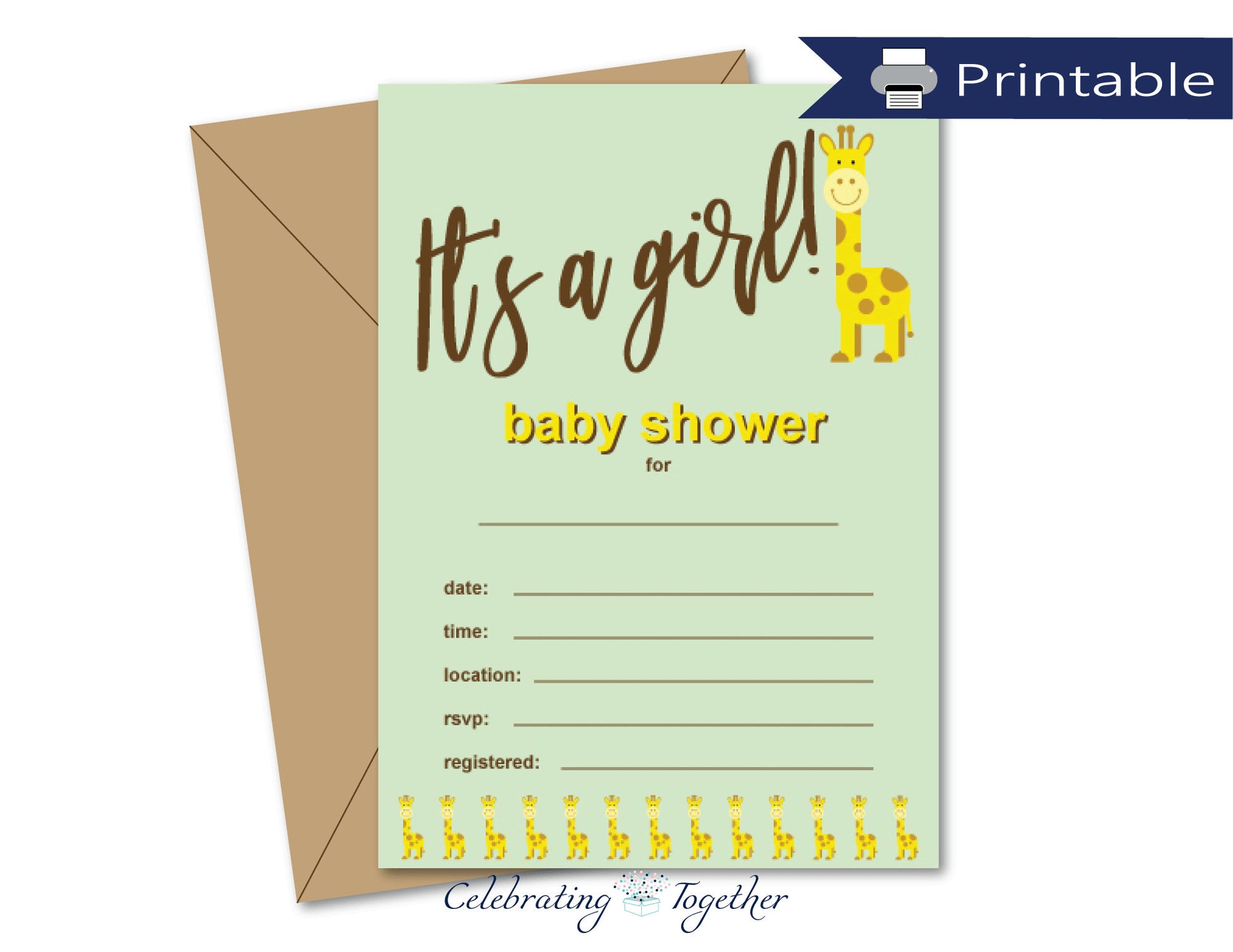 printable it's a girl baby shower invitations - Celebrating Together