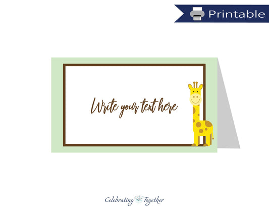 printable giraffe tent cards - Celebrating Together
