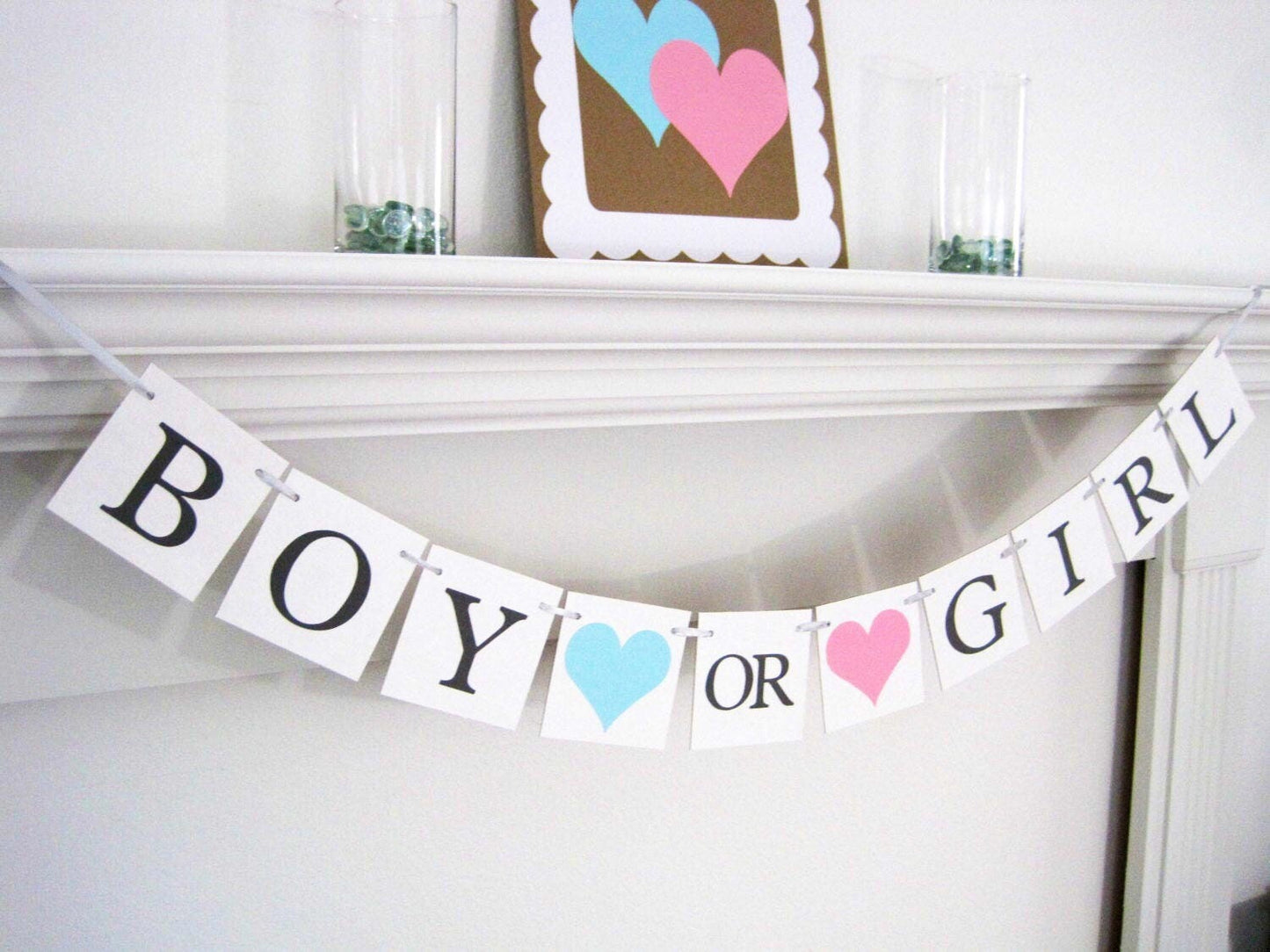 Boy or Girl Banner - Blue/Pink Hearts